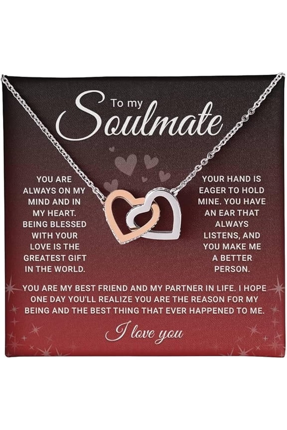 To My Beautiful Soulmate Necklace For Women, Necklace for Wife from Husband, Gifts for Girlfriend, Pendant With Message Card