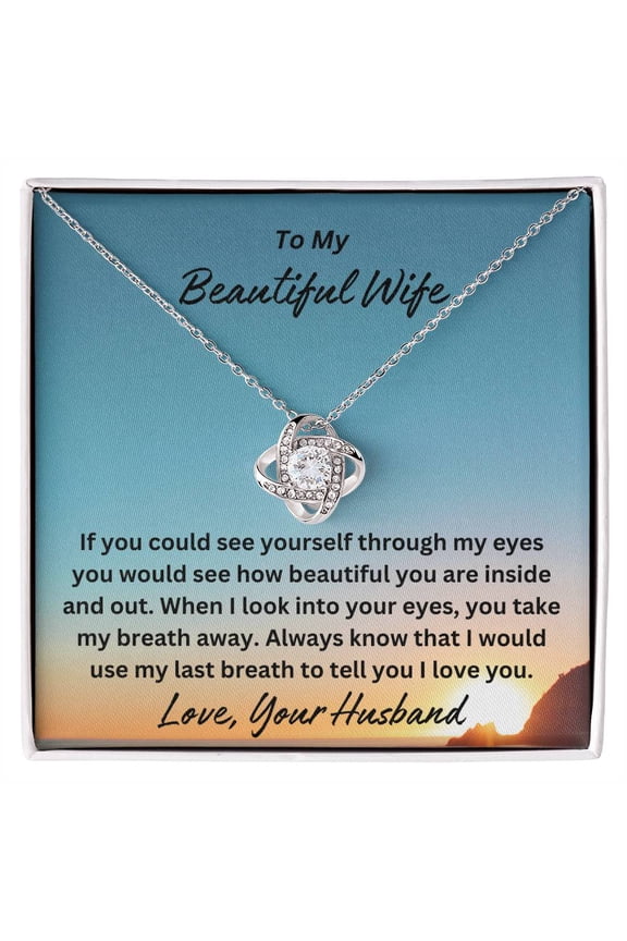 To My Beautiful Wife You Take My Breath Away Personalized Message Necklace Gift
