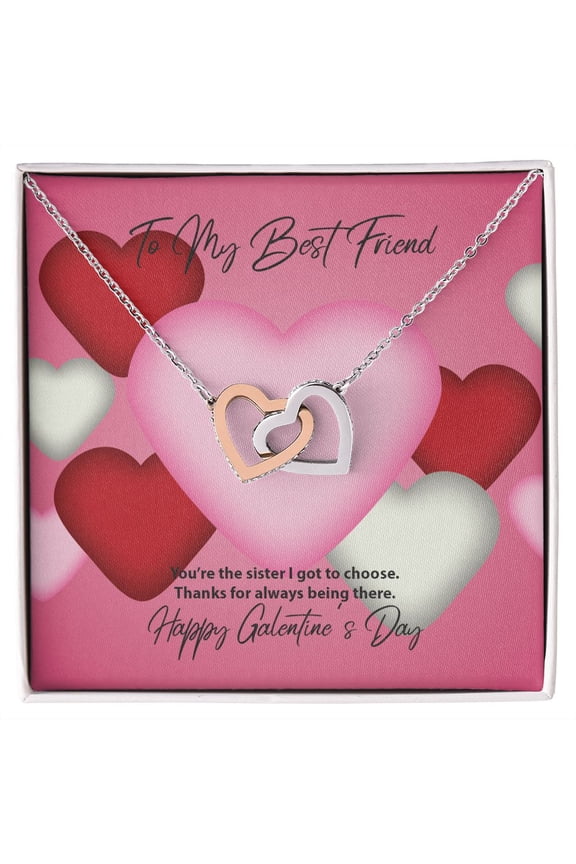 To My Best Friend Galentine's Day Interlocking Hearts Necklace, Multi Interlocking Heart Necklace