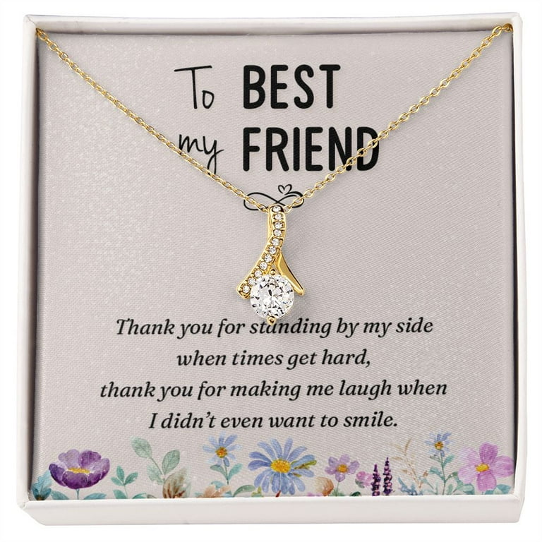 To My Best Friend Thank you Alluring Ribbon Necklace Message Card