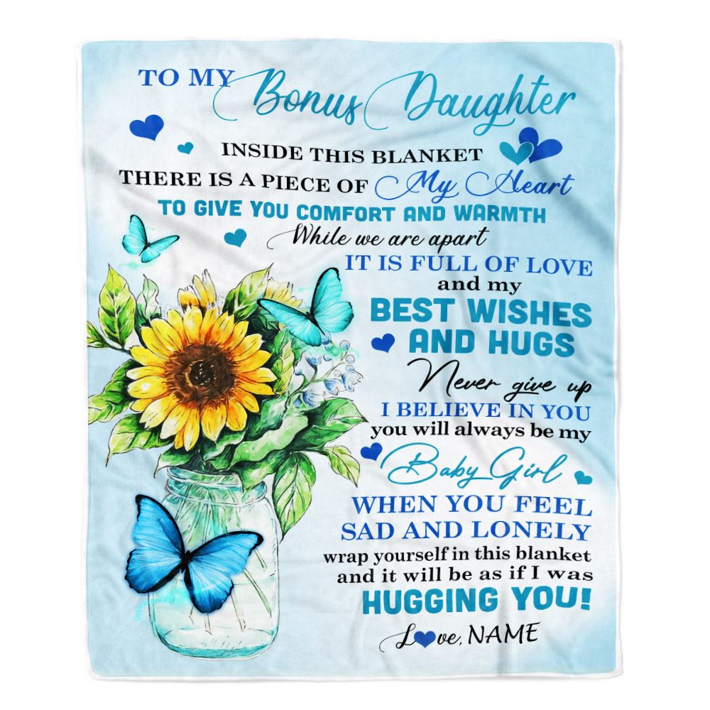 To My Bonus Daughter Blanket From Bonus Mom Dad Full Of Love Sunflower ...