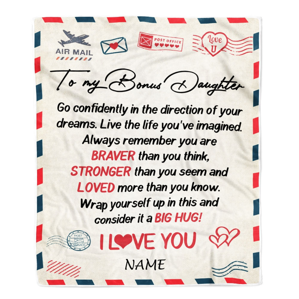 To My Bonus Daughter Blanket From Mom Air Mail Letter Confidently I ...