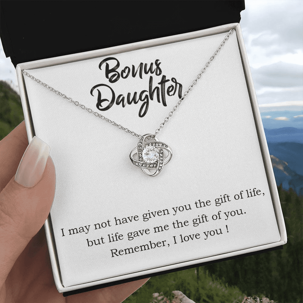 SHINEON To My Bonus Daughter Gift Necklace, Step Daughter Gift Necklace, Gift From Step Mom, Dad, Birthday Gift Necklace