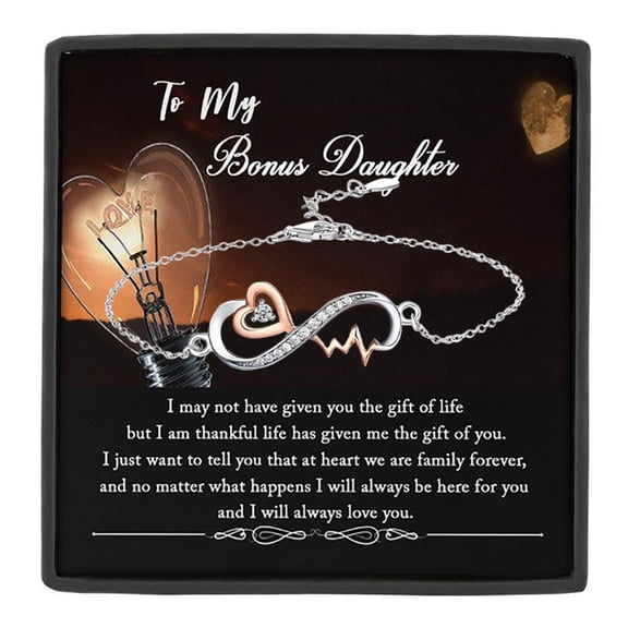 MASALADI To My Bonus Daughter Infinity Heart & Heartbeat Bracelet,Meaningful Bonus Daughter Gift for Special Occasions