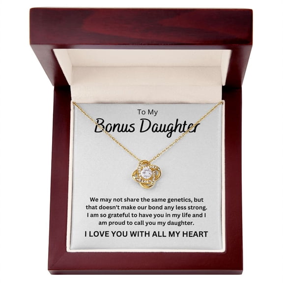 To My Bonus Daughter Love Knot Necklace - Our Bond Is Strong