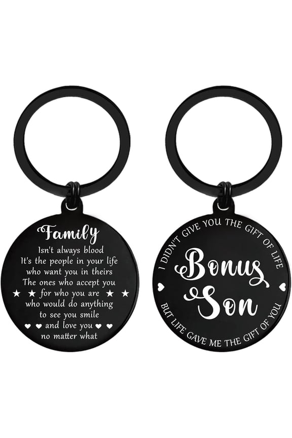 To My Bonus Son Gifts - Life Gave Me the Gift of You - Stepson Gifts from Stepmom Stepdad, Step Son Keychain