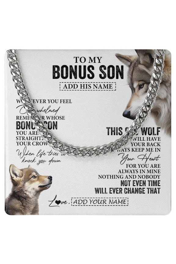 To My Bonus Son Necklace Whenever Wolf Unique, Gold Cuban Link Necklace