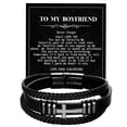 thumbnail image 1 of To My Boyfriend Black Leather Bracelet Stainless Steel Cross Bracelet Christian Protection Jewelry, 1 of 10