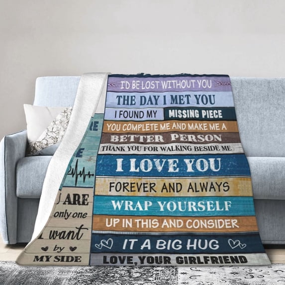 To My Boyfriend Blanket Gifts For Kids Adults - Lightweight Throw Blanket For Bedroom Living Room Decor Soft Fuzzy Fleece Cozy Plush Bed Couch 80"X60"