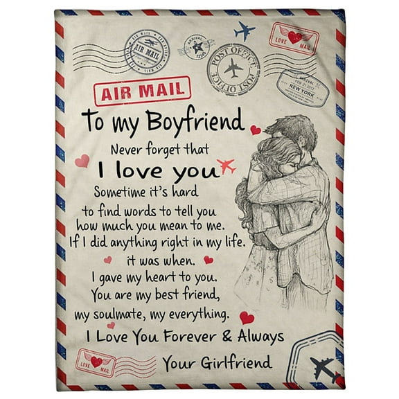 To My Boyfriend Fleece Blanket, You Are My Best Friend, My Soulmate, My Everything Boyfriend, 50x60in Fleece Blanket