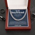 thumbnail image 1 of To My Boyfriend Gift You Complete Me Cuban Link Chain Necklace, 1 of 6