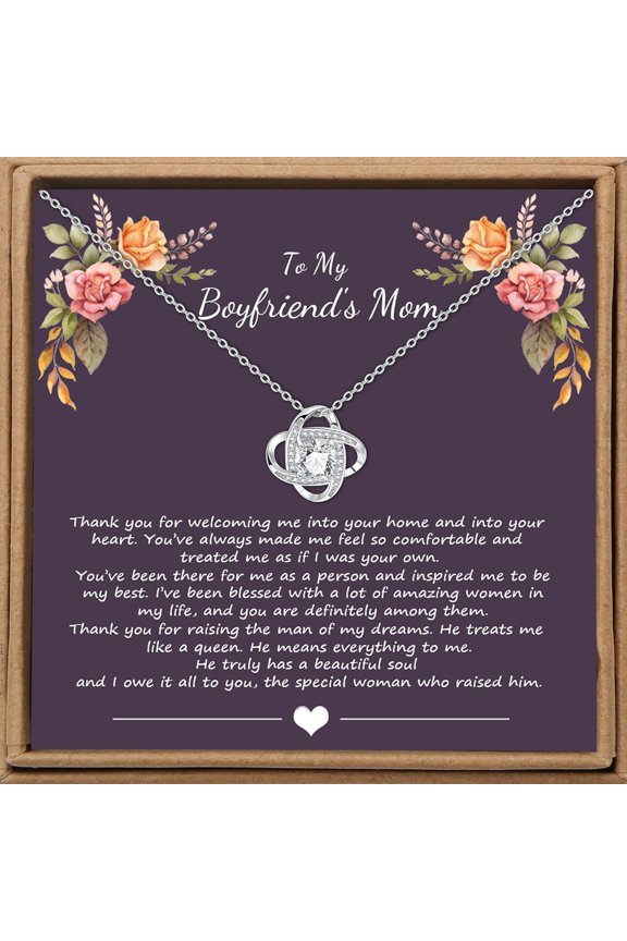 To My Boyfriend'S Mom Birthday Necklace Pendant For Future Mother In Law Jewelry For Mom From Bride With Box #1508, White Love Knot Necklace