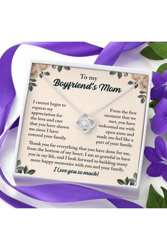 To My Boyfriend's Mom Love Knot Necklace, Future Mother In Law Gift, Boyfriend Mom Necklace, Birthday Future Mother In Law, White Love Knot Necklace