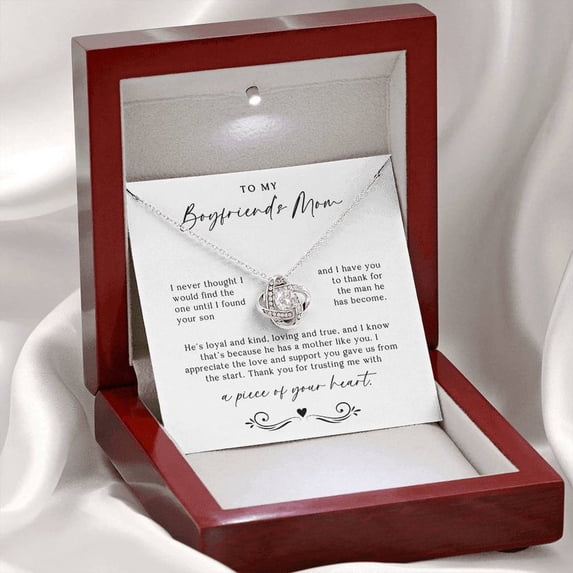 To My Boyfriend's Mom Necklace Love Knot Necklace Luxury Box