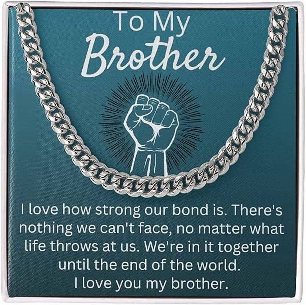 Stainless Steel Cuban Chain Necklace for Brother, Sentimental Birthday ...