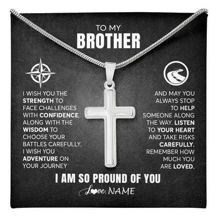 To My Brother Necklace From Sister I Wish You The Strength Brother Birthday Graduation Inspirational Customized Gift Box Message Card