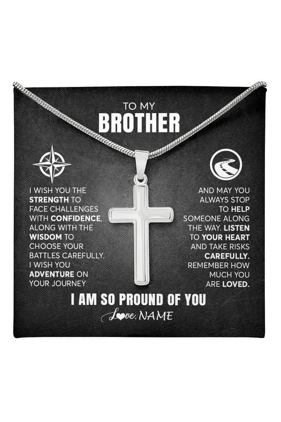 To My Brother Necklace From Sister I Wish You The Strength Brother Birthday Graduation Inspirational Customized Gift Box Message Card