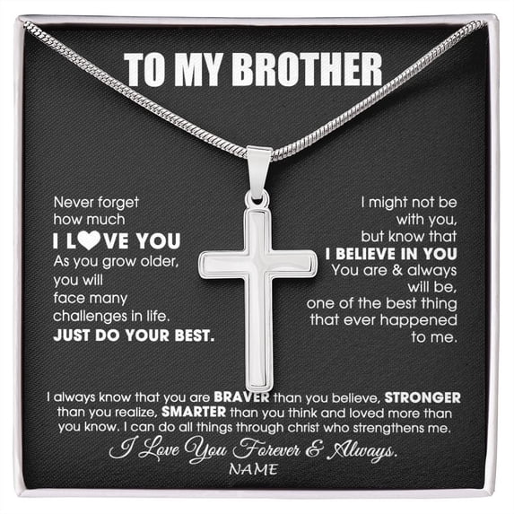 To My Brother Necklace From Sister Smarter Than You Think Brother Birthday Christmas Customized Gift Box Message Card