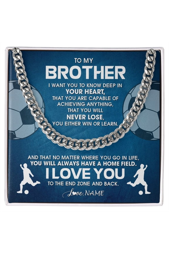 To My Brother Necklace Soccer Strength, Gold Cuban Link Necklace