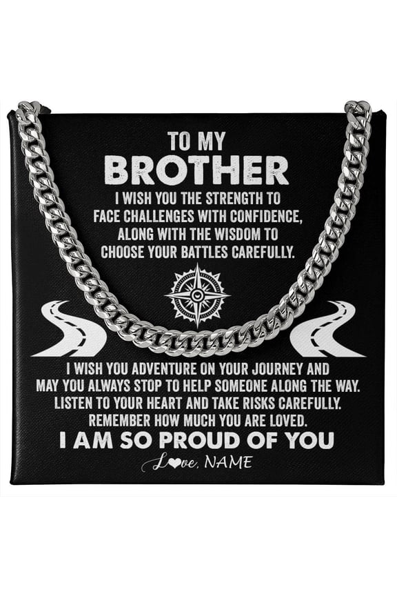 To My Brother Necklace Strength, Gold Cuban Link Necklace
