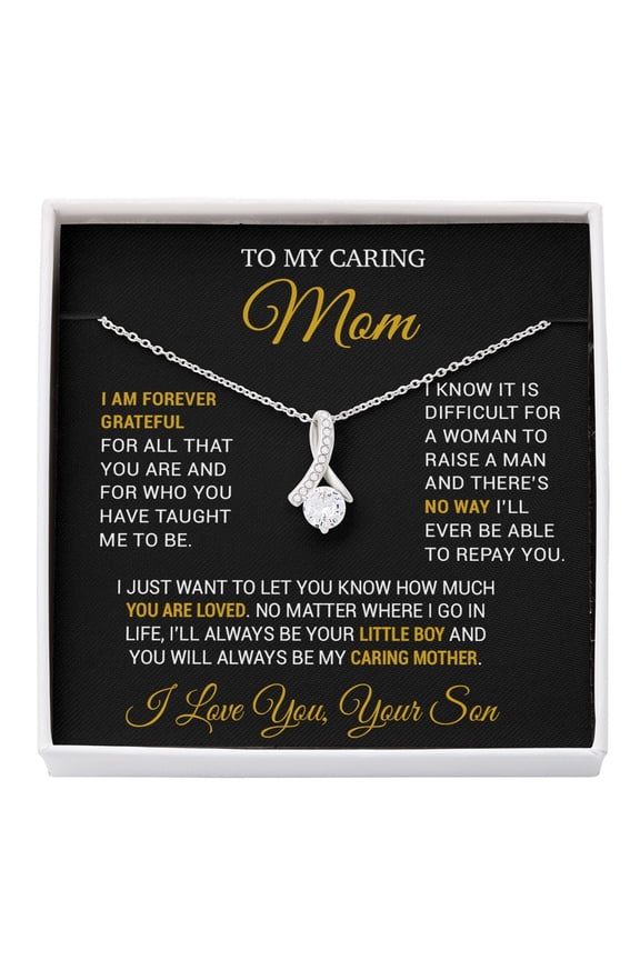 To My Caring Mom From Son Mother'S Day Necklace, A Meaningful Necklace Perfect For Anniversaries Birthdays Valentine V2552, White Alluring Necklace