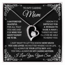 To My Caring Mom, Gift From Son, Mom Gift, Mom Necklace, Forever Love Necklace, Mother's day Gift Necklace With Meaningful Message Card Inside & Box