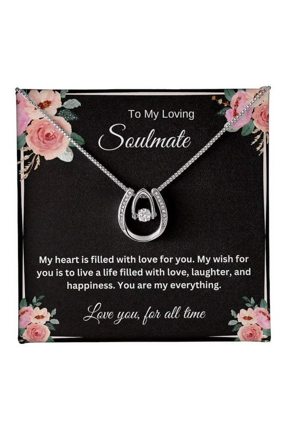 To My Cute Loving Lucky In Love Necklace Gift For Her, Soulmate Necklace Gift, Wife Girlfriend, Anniversary Wedding Valentines Day Birthday