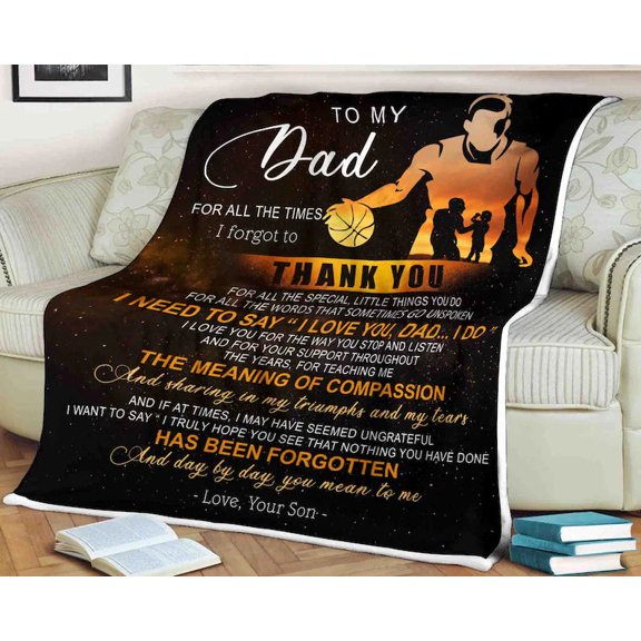 To My Dad Blanket, The Meaning Of Compassion, Dad Family Home Decor Bedding Couch Sofa Soft and Comfy Cozy, 50x60in Fleece Blanket