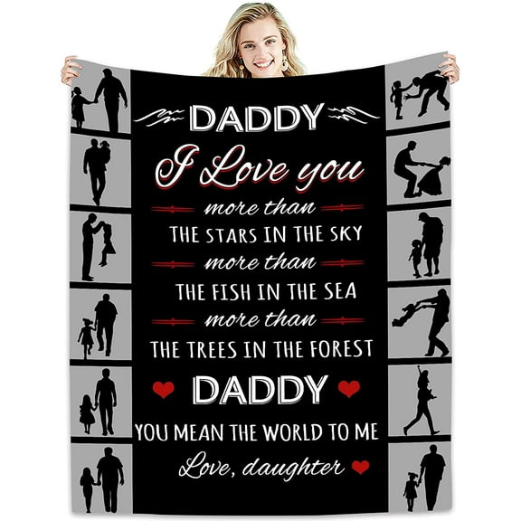 To My Dad Blanket Ultra-Soft Micro Fleece Throw Blankets from Daughter Son Gift Birthdays Bed Sofa Travel Quilts 50" x 40"