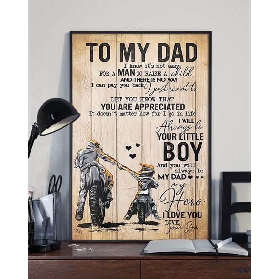 To My Dad Father's Day Vertical Poster Matte Wall Art Decor 11 x 17 Inch Poster