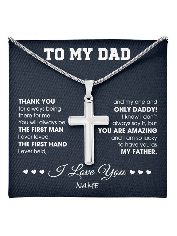 To My Dad Necklace From Daughter Son I Love You Dad Birthday Father Day Graduation Christmas Customized Gift Box Message Card