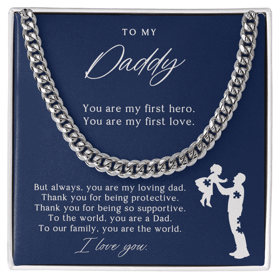 To My Daddy Gift From Daughter Cuban Link Chain Necklace Standard Box