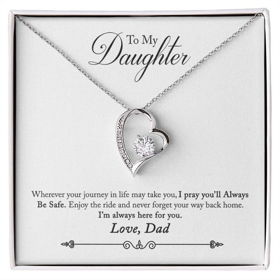 To My Daughter Always Be Safe From Dad Forever Necklace w Message Card
