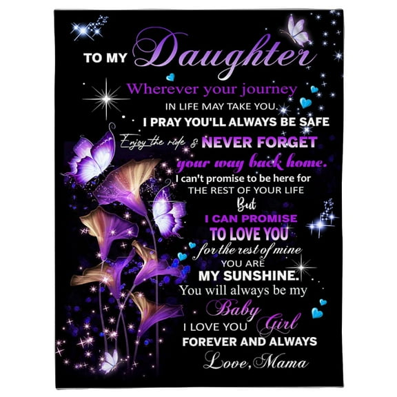 To My Daughter Baby Girl Forever And Always Fleece Blanket Family Gift Home Decor Bedding Couch Sofa Soft Comfy Cozy, 30x40in Fleece Blanket