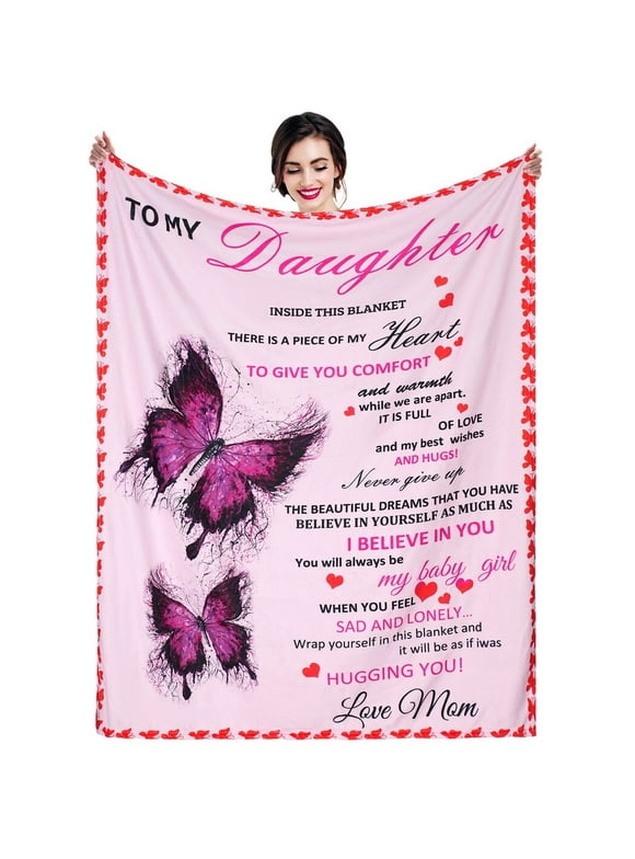 To My Daughter Blanket, Daughter Blanket from Mom, Soft Flannel Throw Blanket, Mother to Daughter Christmas Birthday Gift for Daughter(51" x 59")