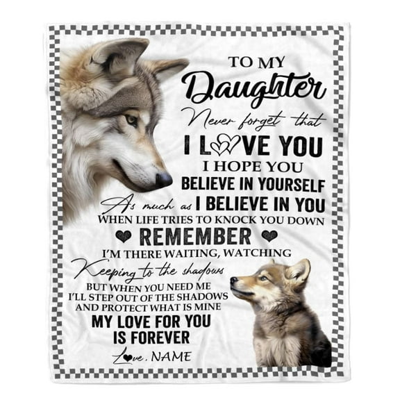 To My Daughter Blanket From Mom Dad Mother Wolf My Love For You Is Forever Daughter Birthday Fleece Blanket, 30x40in Fleece Blanket