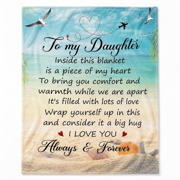 To My Daughter from Mom Dad Fleece Throw Blanket, Soft 280 Gsm Polyester, Sentimental Gift for Daughter