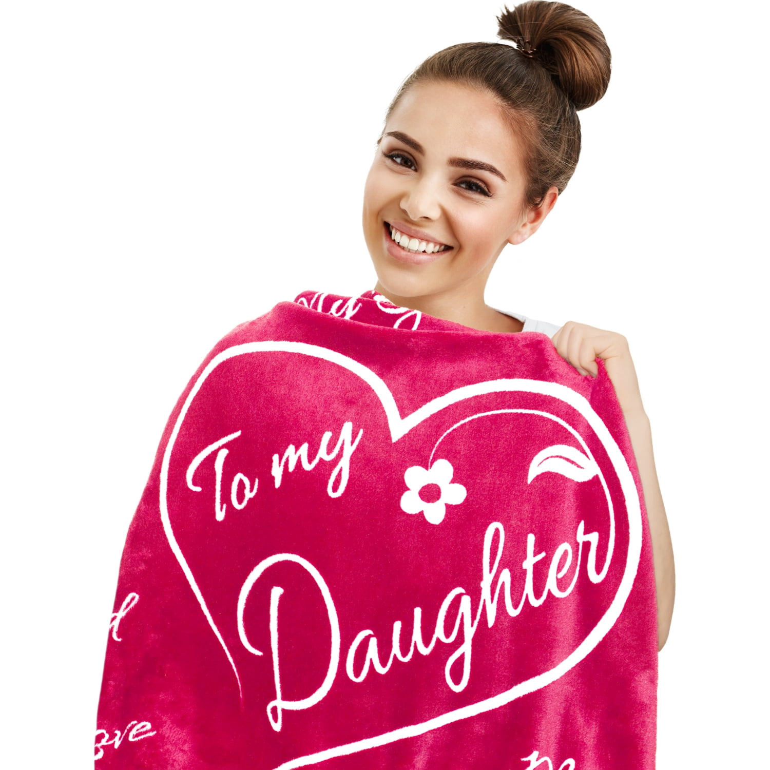 To My Daughter Blanket by ButterTree Adult Christmas Gifts for Daughter (Pink Throw, 65" x 50