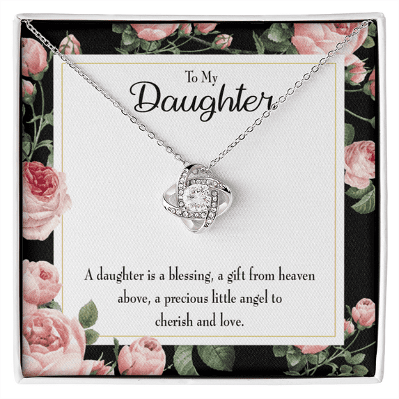 To My Daughter Blessing From Heaven Infinity Knot Necklace Message Card