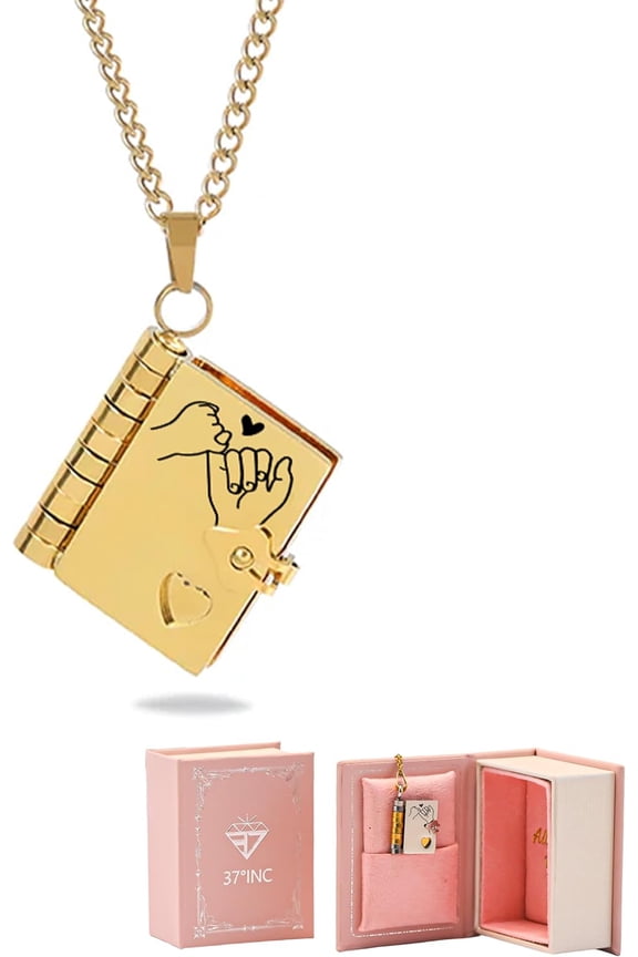 To My Daughter Book Necklace, Openable Pendant with Message, Gift from Mom Dad for Birthday Women