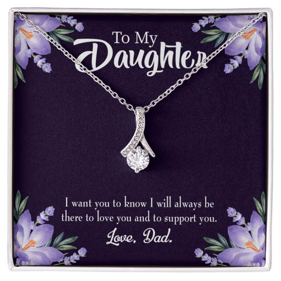 To My Daughter Dad Supports Daughter Alluring Ribbon Necklace Message Card