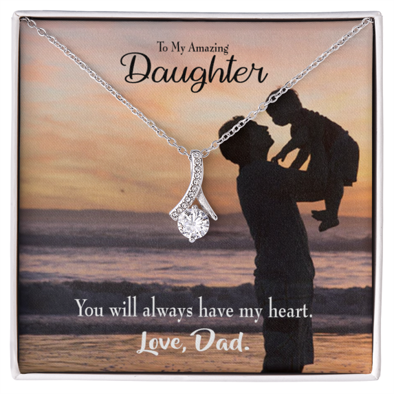 To My Daughter Dad's Amazing Daughter Alluring Ribbon Necklace Message Card