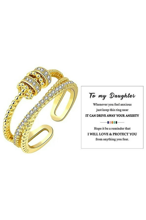 To My Daughter Fidget Anxiety Ring for Women Teens Adjustable Spinner Bead Stress Relieveing Rings
