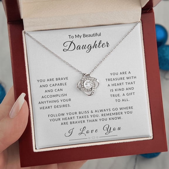 To My Daughter - Follow Your Heart Love Knot Necklace