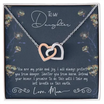 Interlocked To My Daughter From Mom Interlocked Hearts Necklace Free Birthday Just ...