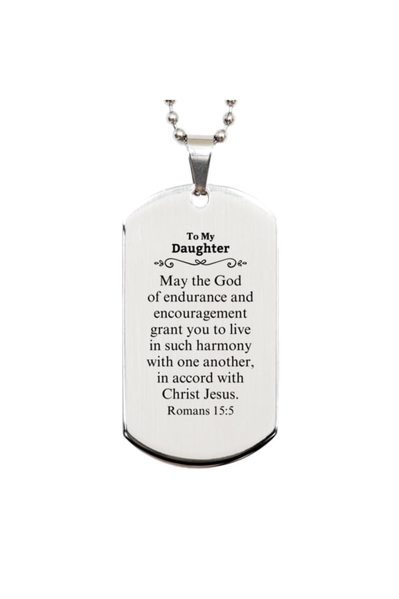 To My Daughter Gifts, May the God of endurance, Bible Verse Scripture Silver Dog Tag, Birthday Confirmation Gifts for Daughter