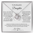 thumbnail image 1 of To My Daughter Gold Necklace With Mommy Message, Birthday Anniversary Daughter From Mom, Meaningful Daughter, Gold Love Knot Necklace, 1 of 6