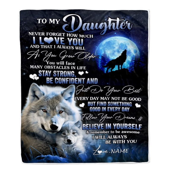 To My Daughter I Love You Forever Blanket From Mom Dad Mother Wolf Daughter Birthday Graduation Fleece Blanket, 50x60in Fleece Blanket