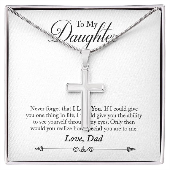 To My Daughter - I Love You - Necklace - Artisan Cross Necklace - Gift Box & Message Card