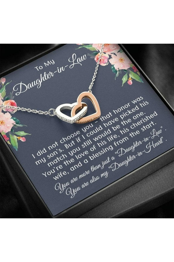 To My Daughter-In-Law Joined Hearts Necklace, Gift For Daughter Necklace for Women, Adults Size